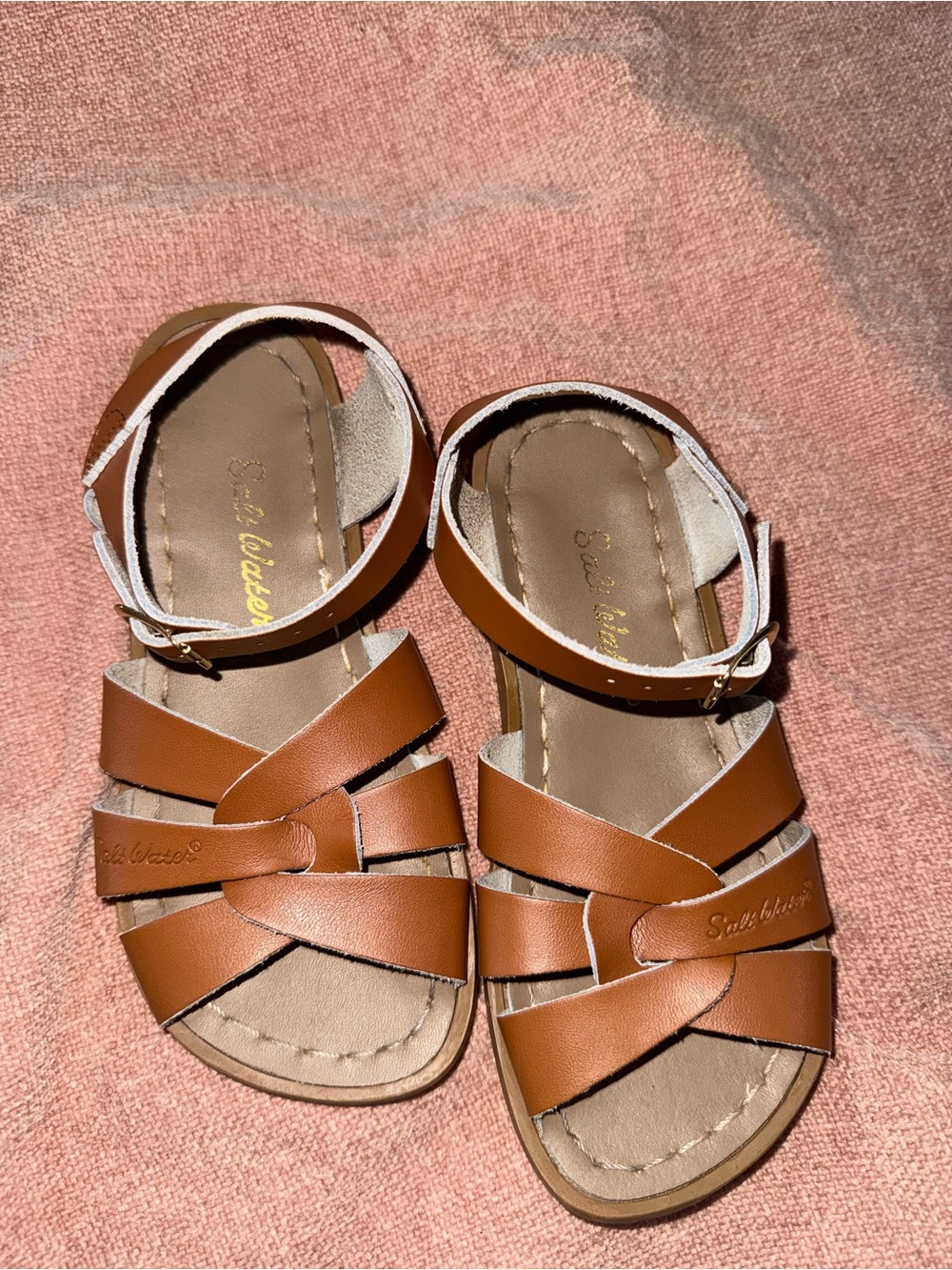 Salt Water Sandals Original Leather Kids Size 13 Tan